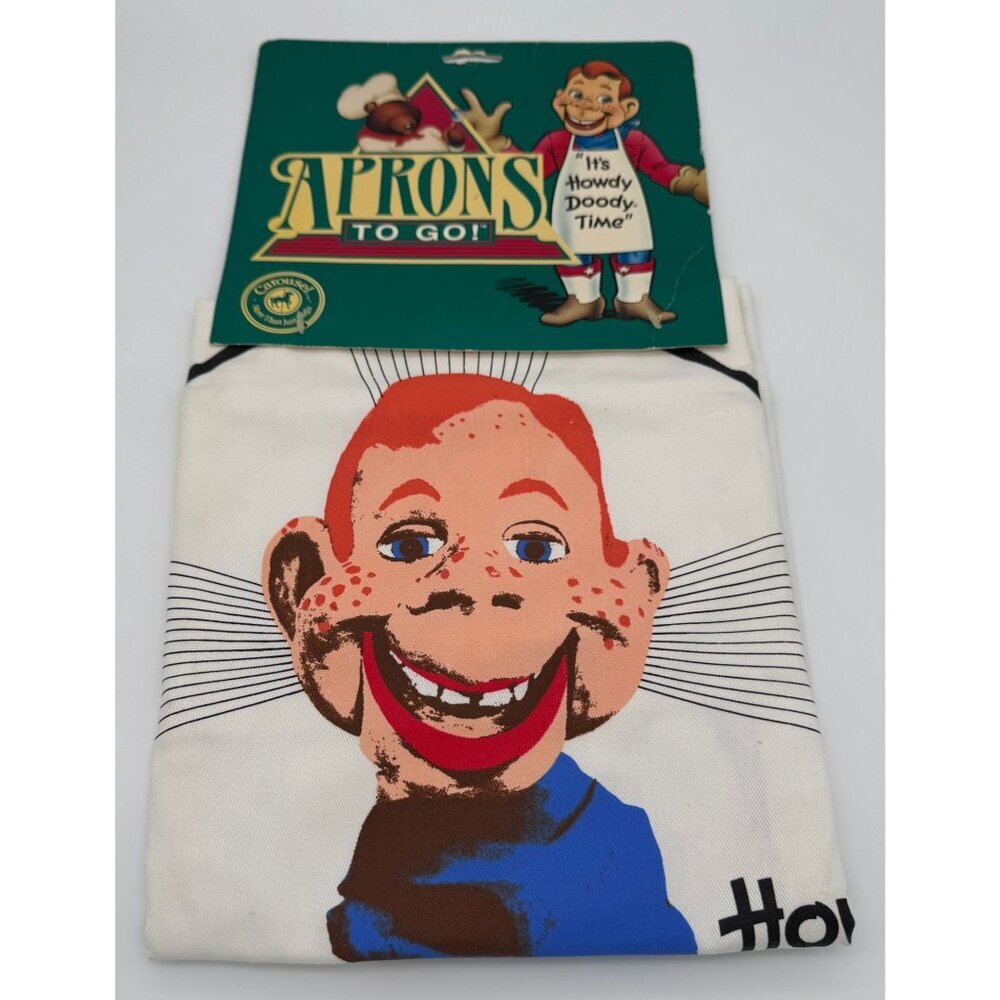 Howdy Doody Apron Carousel by Guy Aprons to Go One Size Graphic Print Vtg 1988